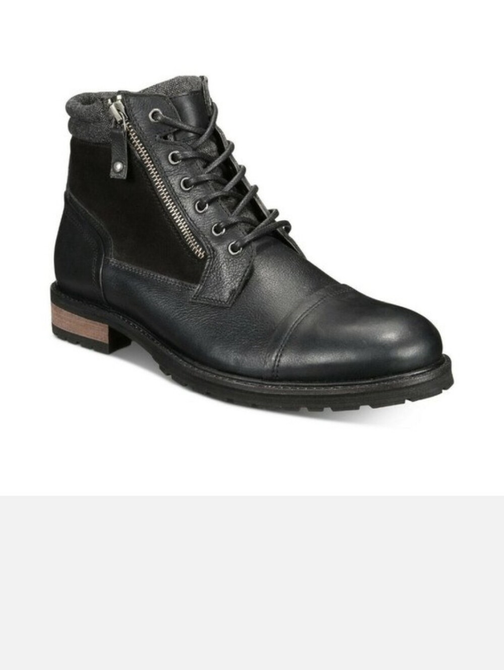 Bar III Men's Connor Leather Lace-Up Boots Black